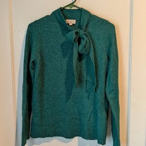 LOFT Green Bow Neck Sweater with Bow